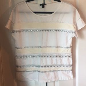 JCREW white embroidered Top